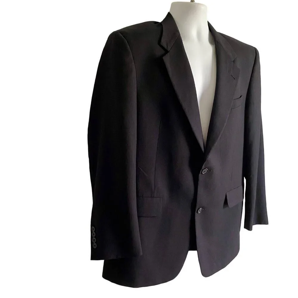 Hart Schaffner Marx Men's 2-Button Black Gray Wool Suit Jacket Blazer 40R